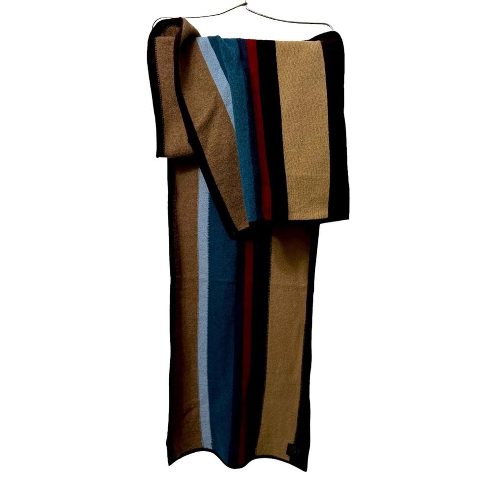Express 100% Lambs’ Wool Multicolored Striped Scarf 16”x 76” Unisex
